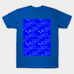 Waves, sea, marine abstraction, blue T-Shirt